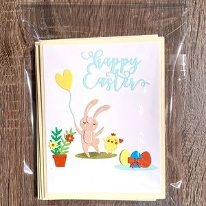 5 pk Hand Crafted Easter Holiday Greeting Cards Blank Inside Includes Envelopes